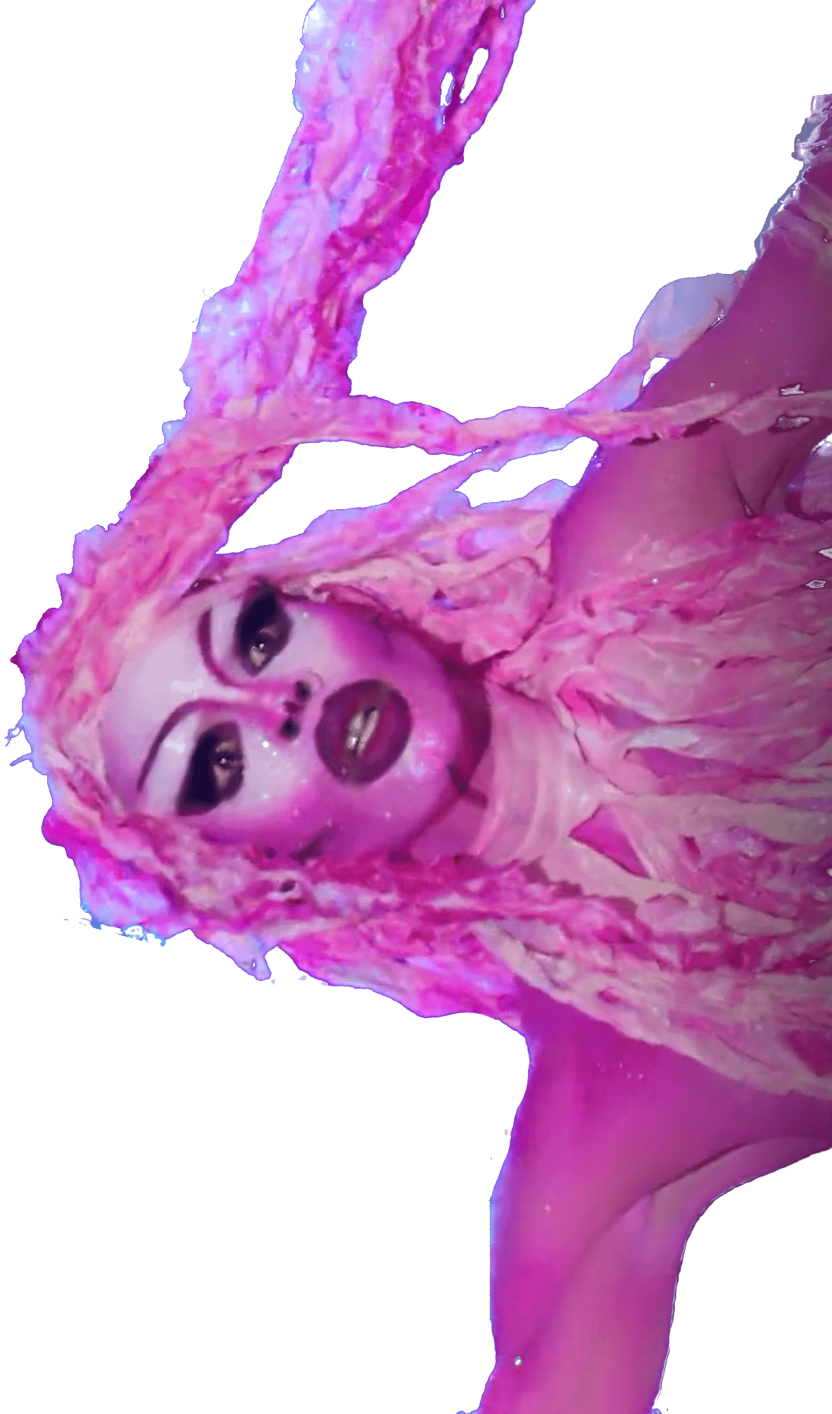 Yvie Oddly in her jellyfish outfit without her head on so you can see her makeup.